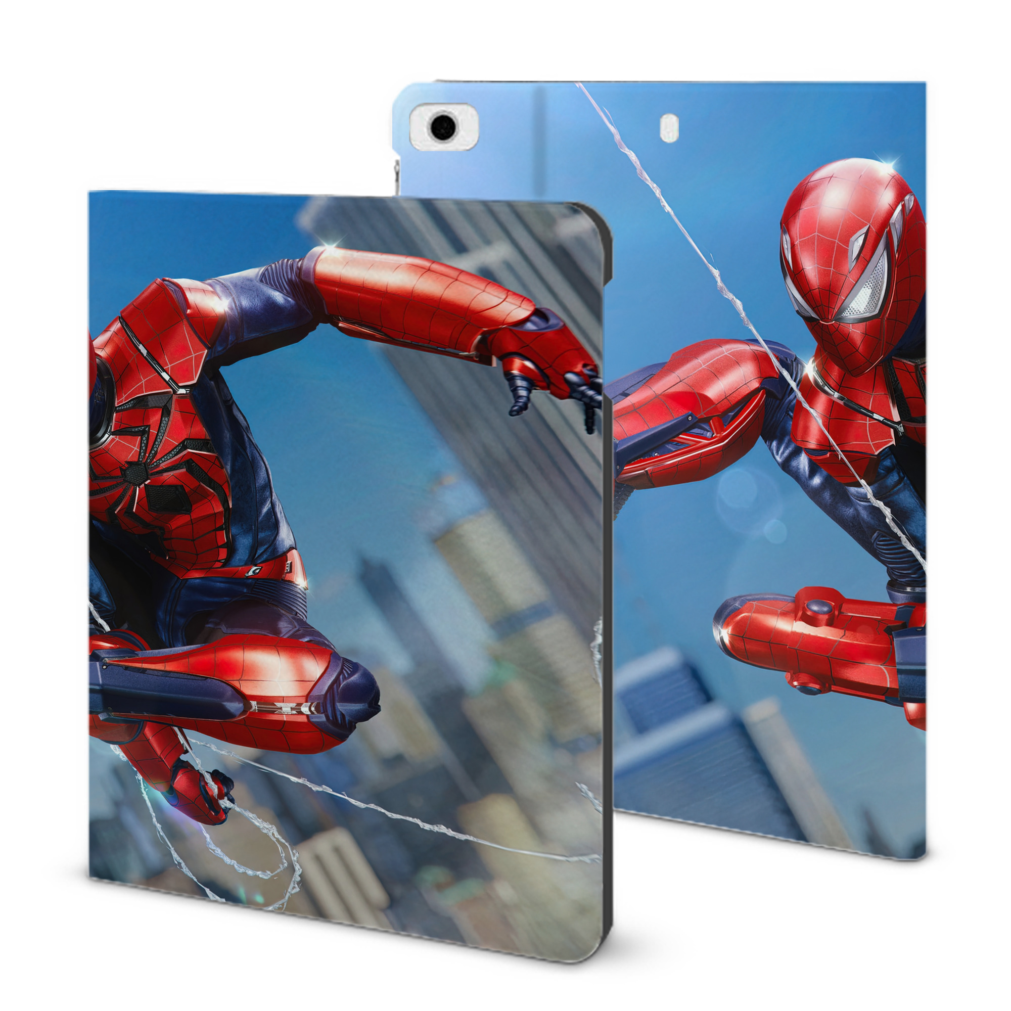 （画像用） Spider Man スパイダーマン IPad ケース ブック型 PUレザー TPU 耐衝撃 軽量 薄型 ペン収納なし 全面保護 IPad 各モデル対応